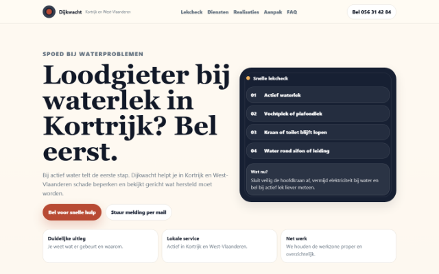 Example concept of a dark plumber website with orange accents for emergency service and interventions.
