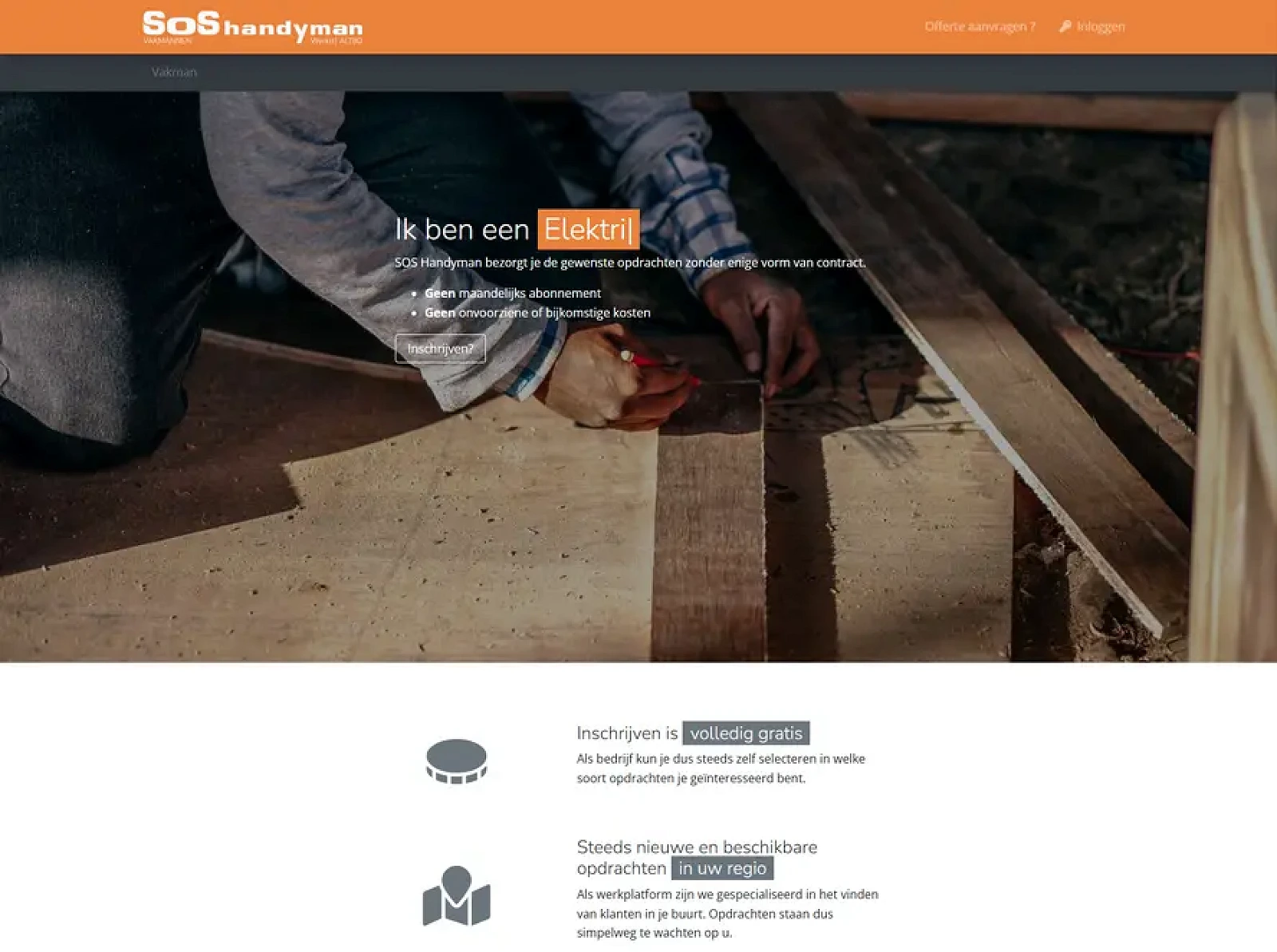 Electrician profile on the SOS Handyman platform.